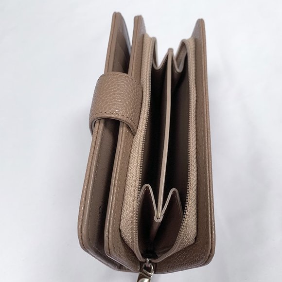 Chanel L-zip CC Leather Pocket Wallet Dark Beige NWT - Picture 9 of 16